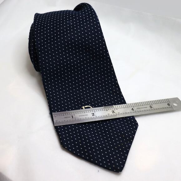 Vintage Christian Dior Navy Micro-Dot Silk Tie 3” Wide - Picture 2 of 3